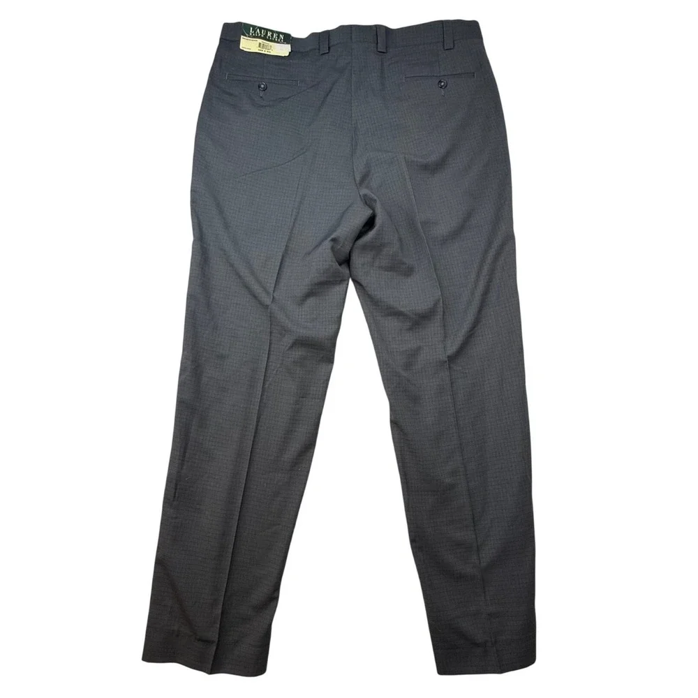 Lauren Ralph‎ Lauren Mens Charcoal Grey Micro Check Dress Pants 38W x 34L NWT